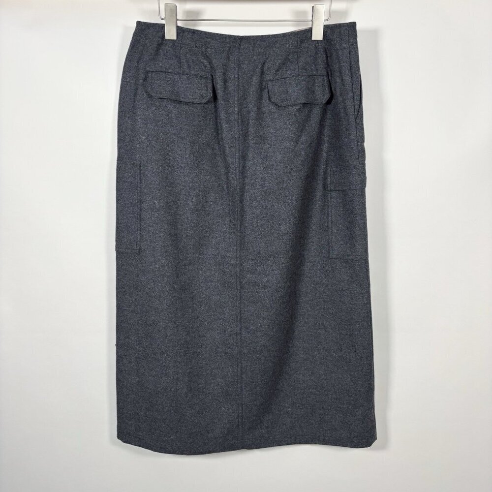 Eddie Bauer Wool Cargo Carpenter Maxi Midi Skirt Charcoal Gray - 14 Petite - NWT - Picture 2 of 7